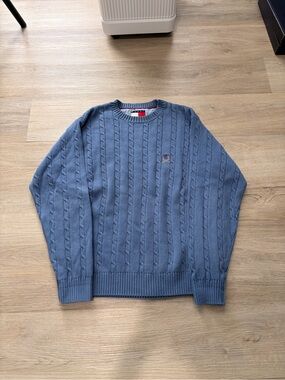 Y2k Tommy Hilfiger blue cable knit